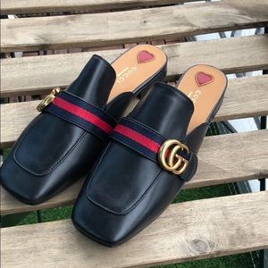 GUCCI LEATHER PRINCETOWN MULE SLIPPERS